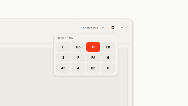 Repertuar — tek hareketle transpoze