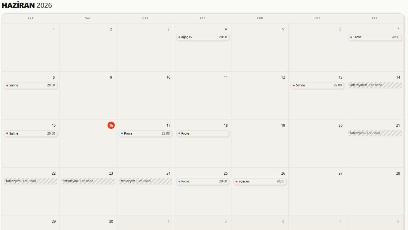 Calendar & Poll — Month, Week and Agenda views
